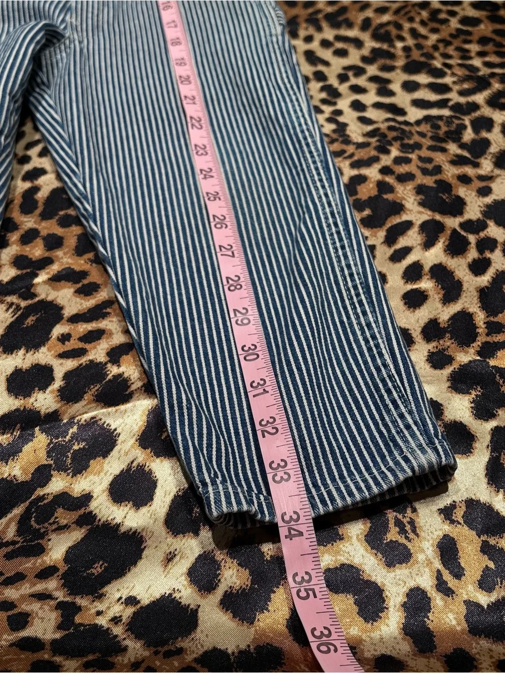 Vintage OshKosh B’Gosh Blue & White Striped Denim Overalls